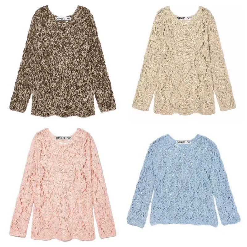 

Вязаный ажурный шерстяной свитер Openyy, повседневный, женский, для работы, осенняя коллекция, китайского производства, полноразмерный