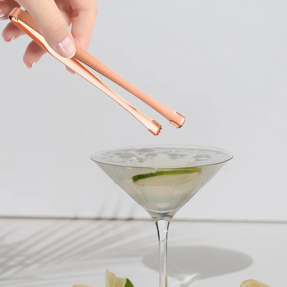 

3pcs Stainless Steel Ice Tongs Anti-Slip Sugar Cube Clamps Multi-Purpose Food Clamps Ergonomic Golden Cake Dessert