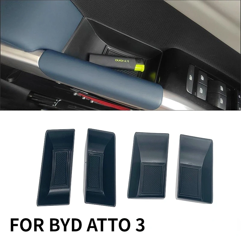 4pcs For BYD Atto 3 Yuan Plus 22-24 Years ABS Car Interior Car Door Armrest Storage Box Cover Case byd act 3 Car Accessories