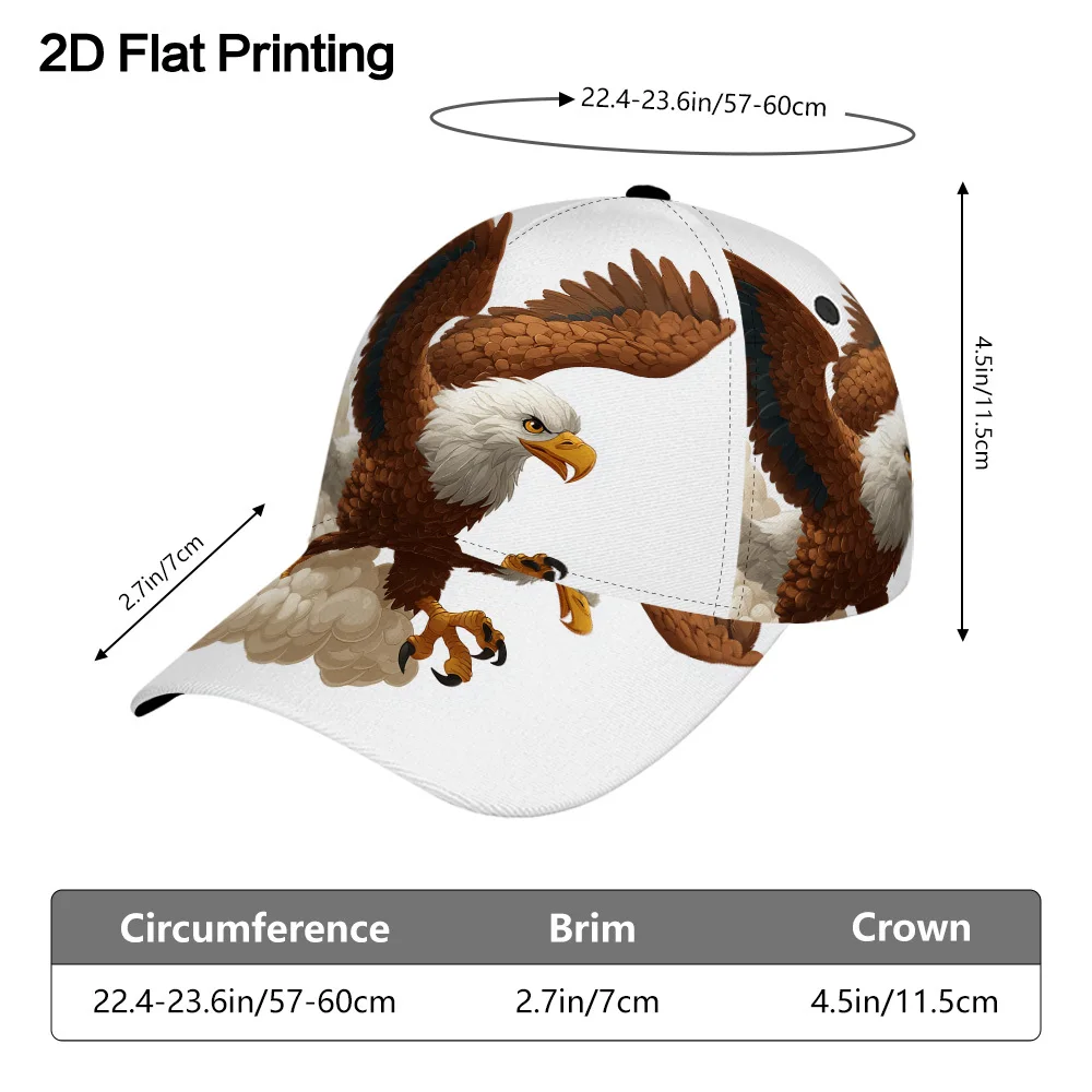 Majestic Eagle Soaring Pattern Printed Baseball Hat Lightweight and Adjustable Duckbill Style Perfect for Travel Sports