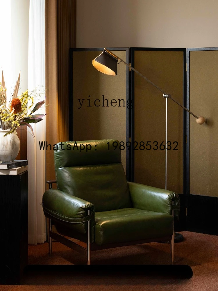| Living Room Single Seat Vintage Light Luxury Oil Wax Genuine Leather Sofa Top Layer Cowhide