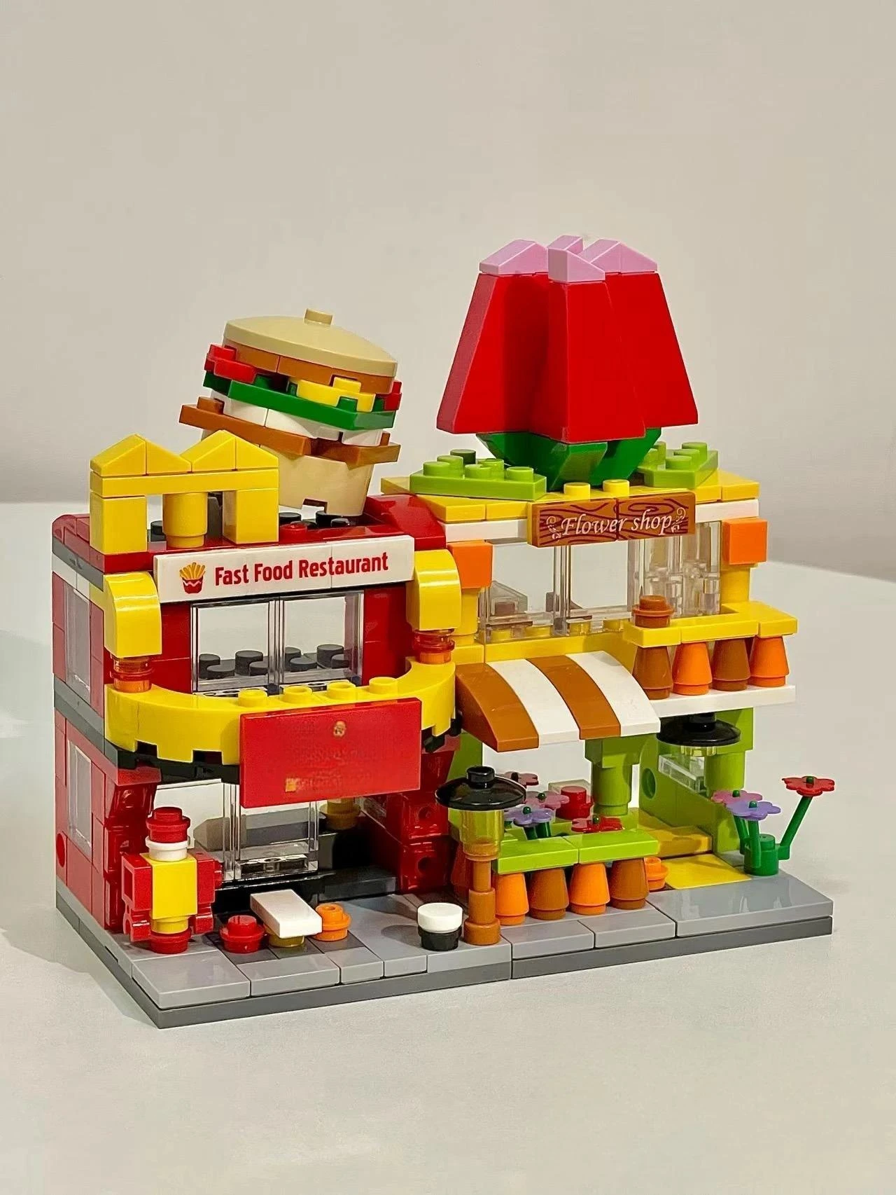 العمارة شارع عرض البيت اللبنات DIY ميني سيتي مخزن نموذج لعب لهدايا عيد الميلاد #3