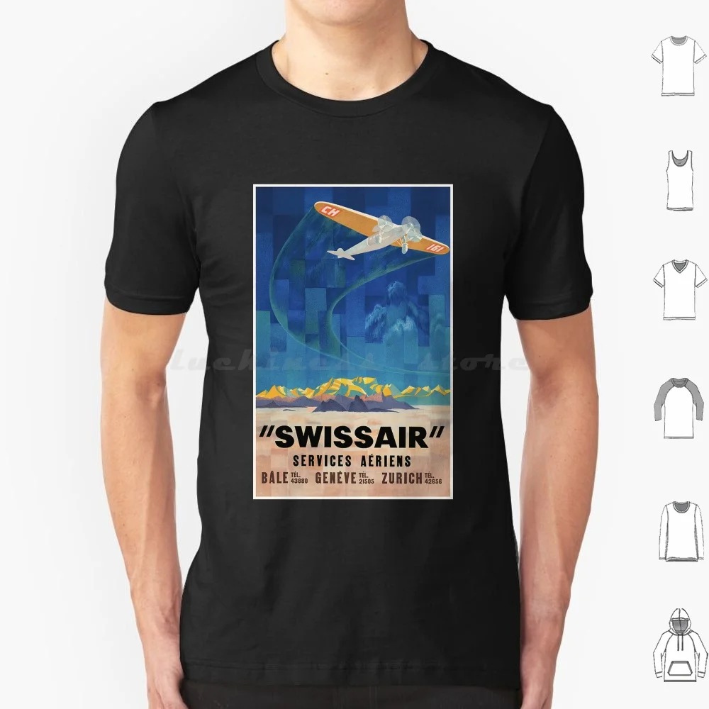 1925 Swissair Air Services T Shirt Big Size 100% Cotton Trans World Swissair Swiss Air Lufthansa Twa Jet Set Aeroplane Plane