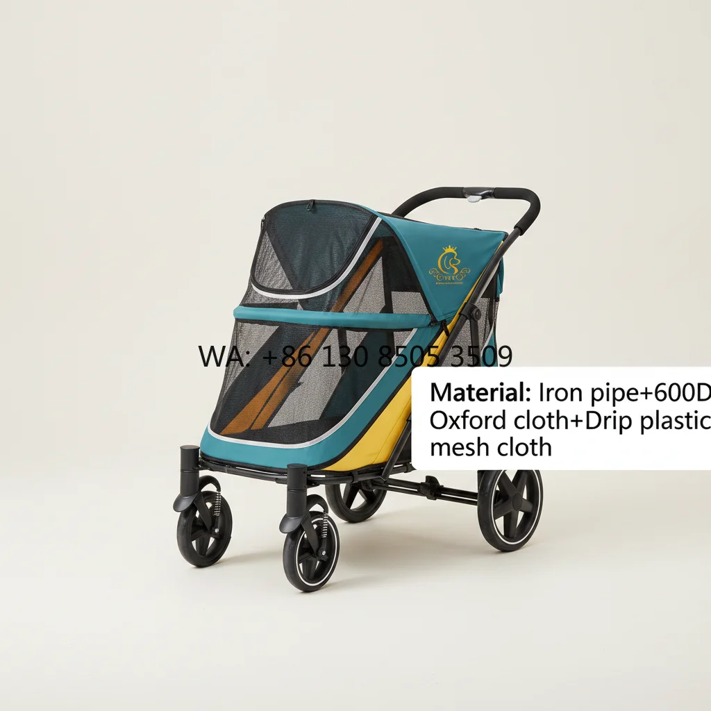 

No More Struggles One Hand Fold Pet Stroller Dual Brake Breathable Washable Pad Safe Dog Cat Stroller for All Terrains