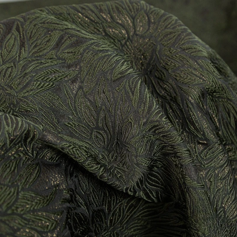 قماش جاكار بسلك ذهبي منقوش داكن لسترة على الطراز الصيني الجديد سترة هانفو ملابس مصممة قماش مواد الخياطة بنفسك