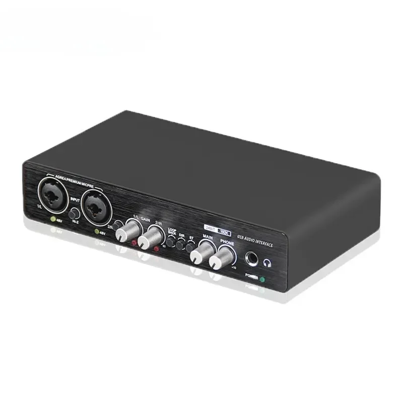 For GAX-UC22 24bit/192KHz Audio Interface Support High Resistance Instruments USB Computer Live Recording External Sound Card