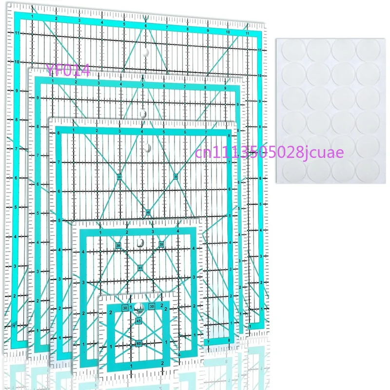 A76X Creative Grid Quilting Rulers 5Pcs Square Acrylic Quilting Templates with Non Slip Rings for Sewing Craft DIY