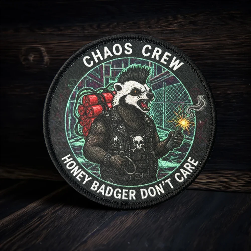 Нашивка с мемом «Honey Badger Don't Care» высокого разрешения, с принтом, на липучке, для рюкзаков и курток