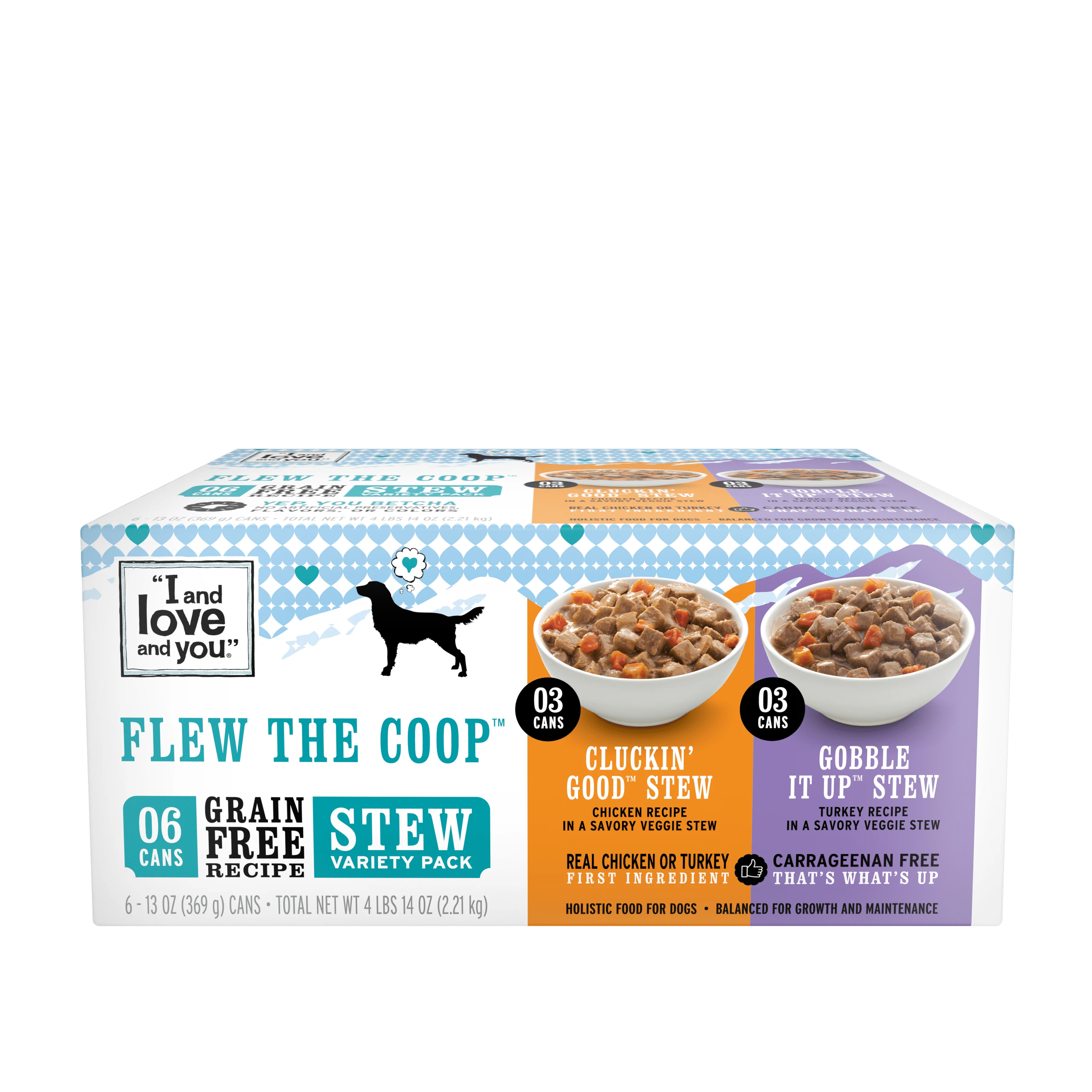 

I and love and you Variety Pack Canned Wet Dog Food, Chicken and Turkey Recipes. Pack of 6 Cans