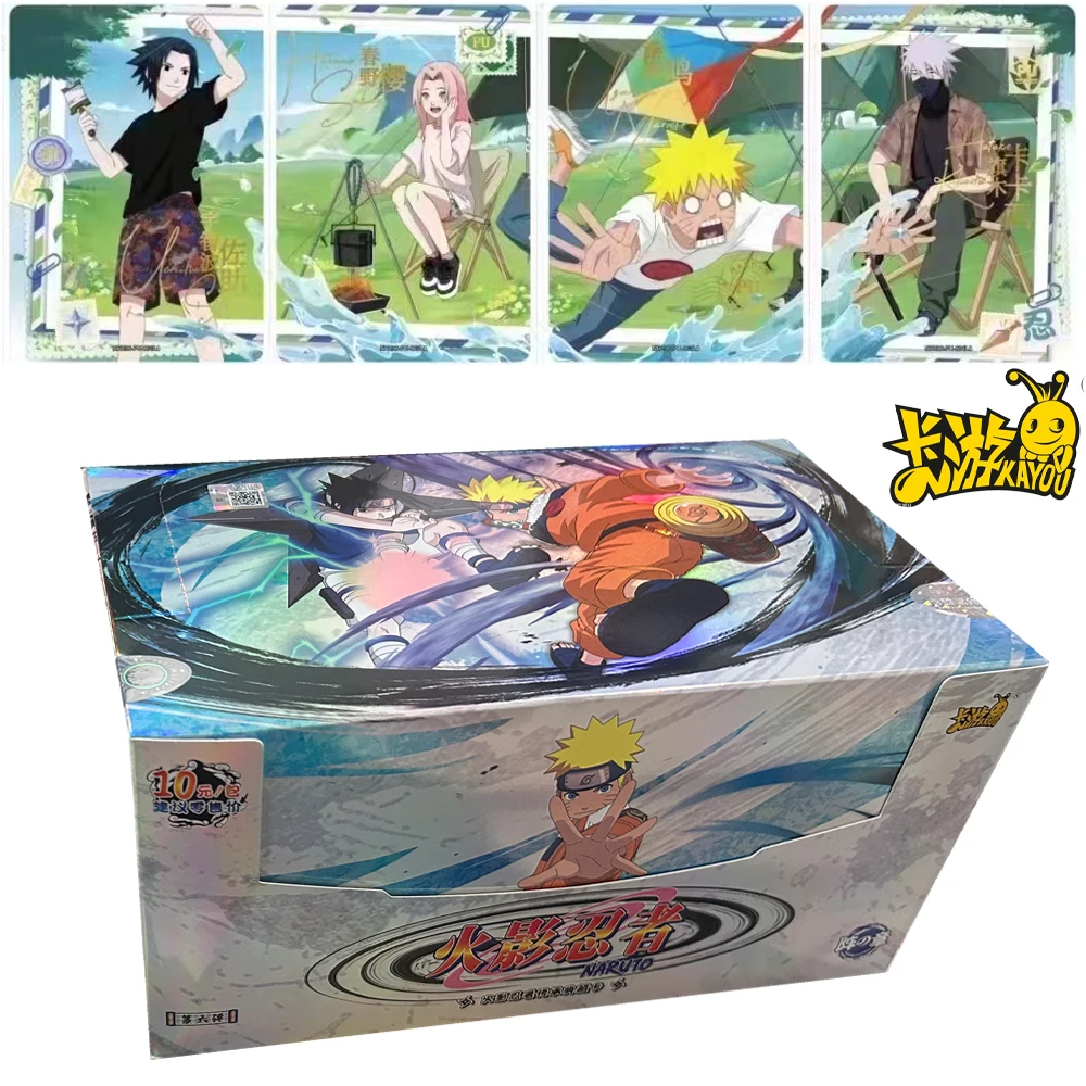 KAYOU Naruto Cards New Box T4W6 TCG Ninja Era Booster Box Uzumaki Sasuke Ninja Game Collection Rare Cards Box Anime Toy Gift