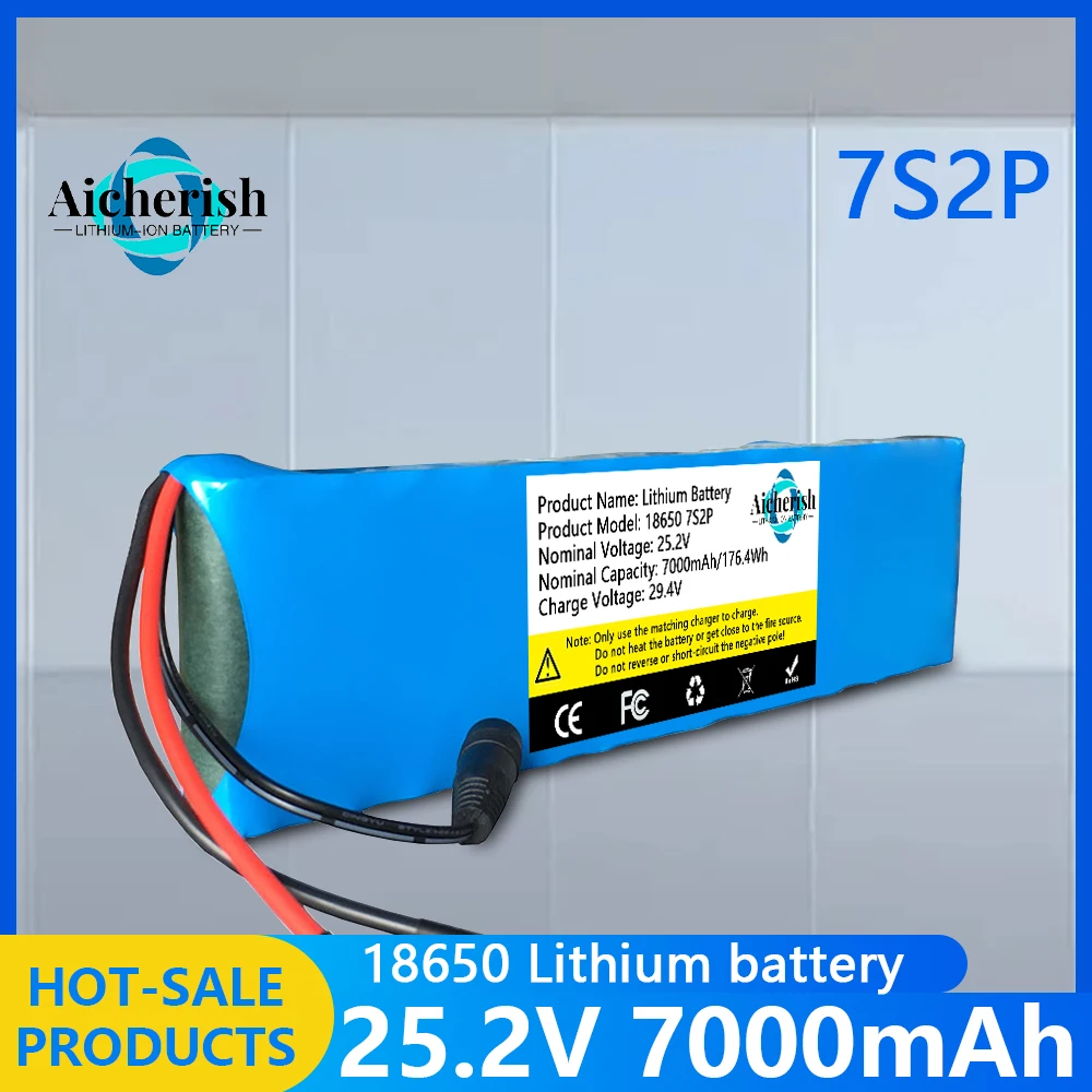 25.2V 7000mAh 7s2p 18650 Lithium ion Battery Pack 29.4V 7Ah for li-ion Electric Bicycle Moped / Electric Tool Battery