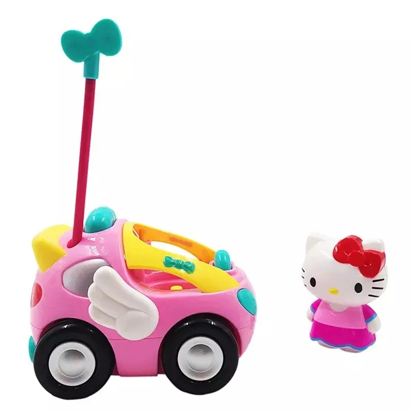 Anime sanrio olá kitty rc carro meninas brinquedos presentes carro de controle remoto kawaii luz elétrica música carro modelo brinquedos presentes do dia das bruxas