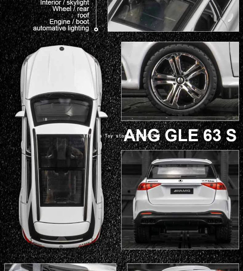 1:32 Mercedes Benz GLE 63S AlloyกีฬารถDiecastโลหะของเล่นรถจําลองเสียงคอลเลกชันของขวัญ 30