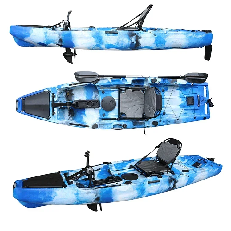 10.5FT Single Person Sit On Top Fishing Kayak With Pedal Drive Hard Plastic Fishing Boat for One Person