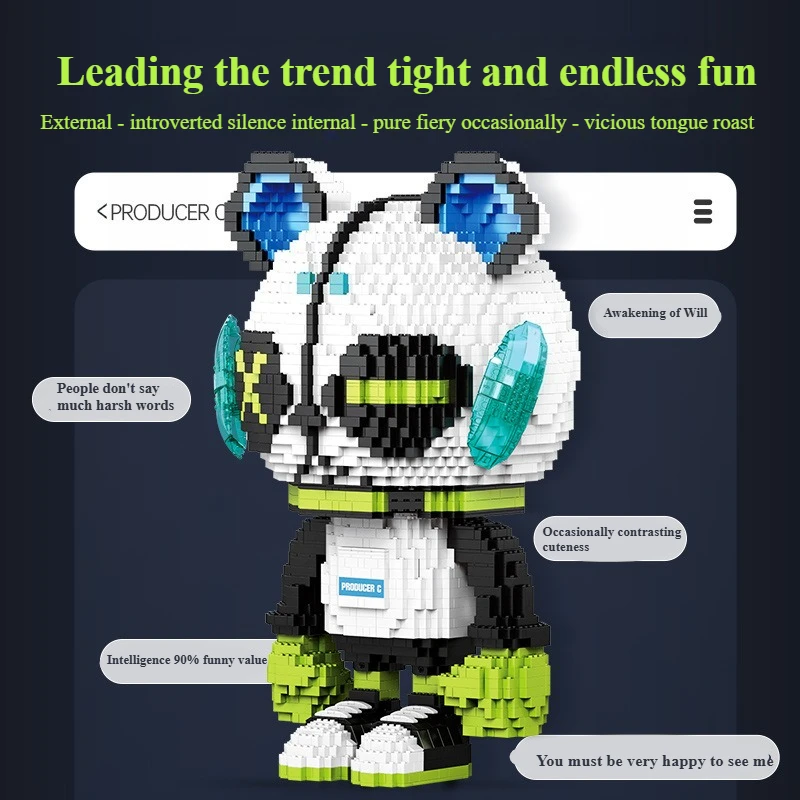 SEMBO BLOCK Panda parassitario Building Block Modello di assemblaggio Ragazzi e ragazze Puzzle fai da te Giocattoli Decorazioni per la casa creative Giocattoli regalo di compleanno