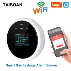 WiFi GAS LPG Sensor De Vazamento Alarme Detector De Segurança De Incêndio Tuya APP Controle Segurança Smart Home Display LCD Detectores De Vazamento De Gás Natural