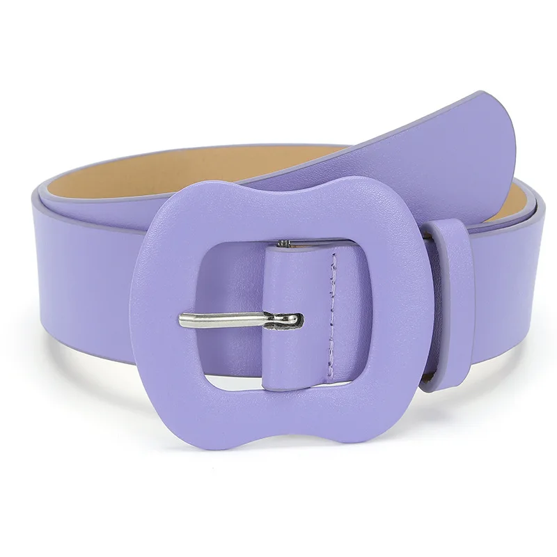 Ceinture large de Style coréen pour femmes, couleur bonbon, à la mode, boucles à bretelles, couleur unie, pour robe en jean décorative