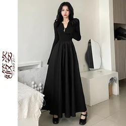 Black Half Zipper for with Design New Style of Slim Long Skirt Plus Size es Vestidos Women Dress