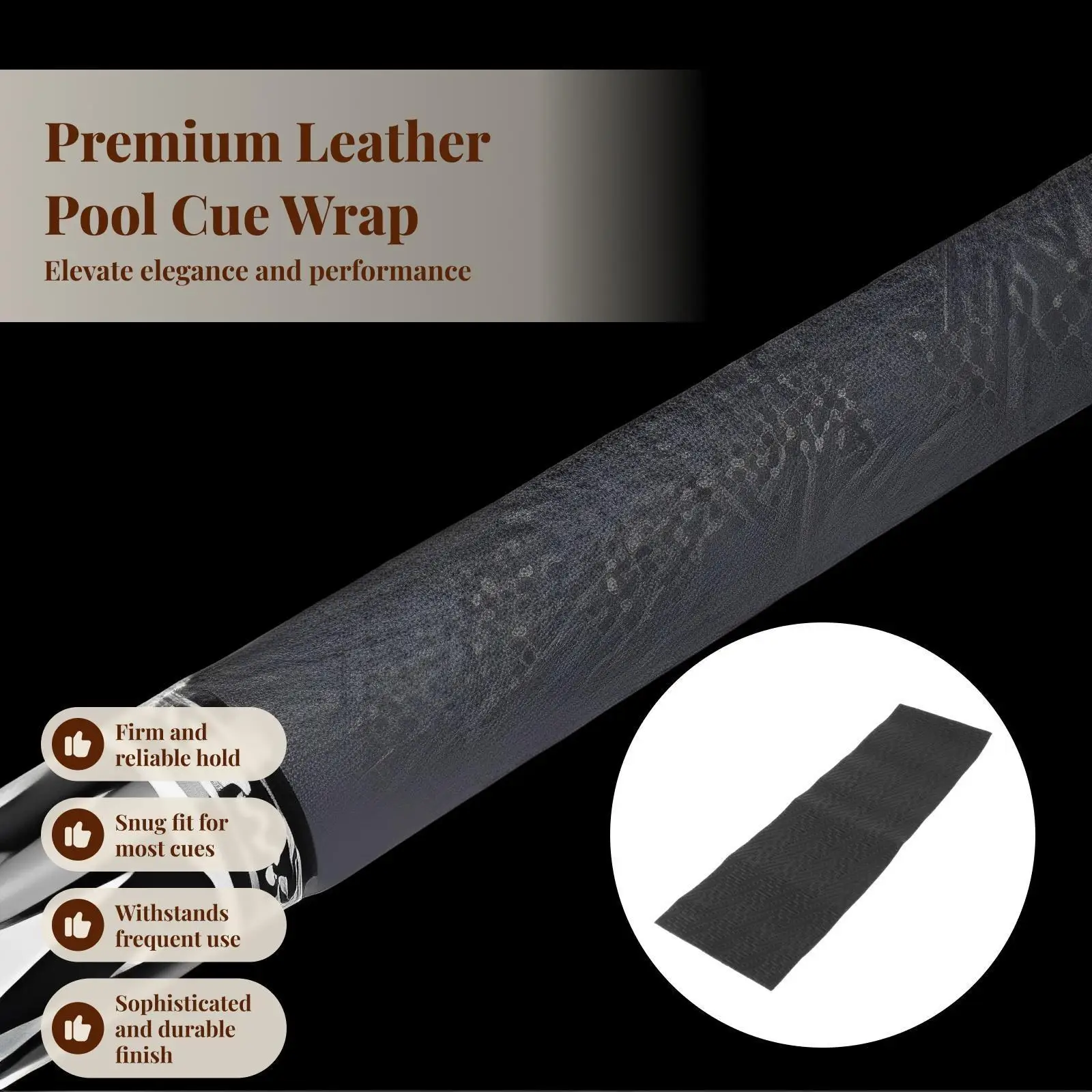 

Durable Pool Cue Stick Wrap Comfortable Leather Grip Cover for Billiard Cue Use and Pool Practice