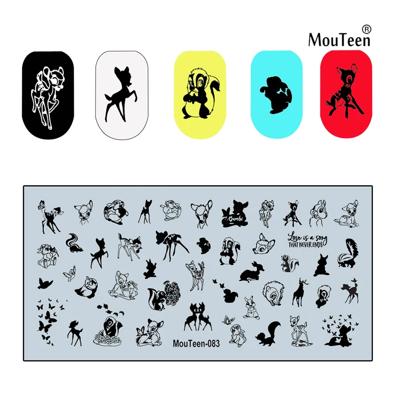 

Disney Bambi Nail Stamp Cute Deer Stamping Plate for Nail Art 4.72*2.36inch #083