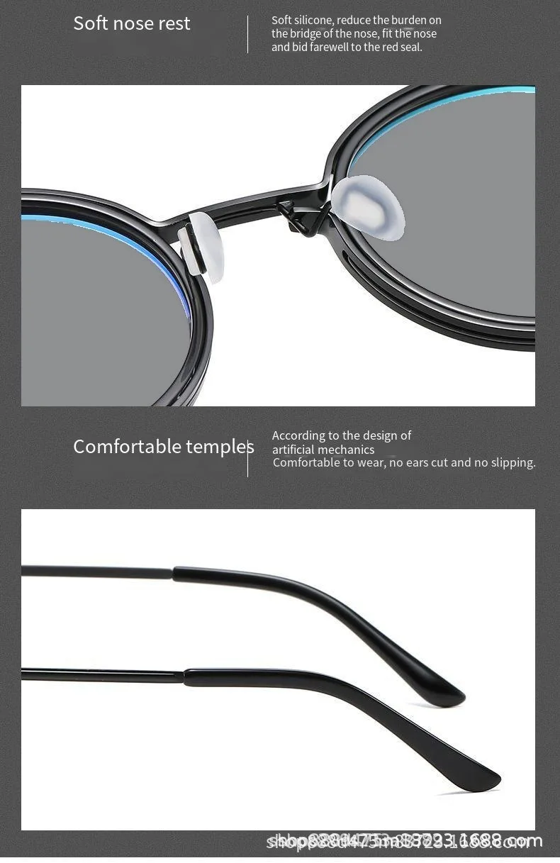 2026 Modische Neue Metall-Sonnenbrille mit Kleinem Rahmen, Runde Retro-Brille für Herren, Street-Photography-Brille, Hip-Hop UV-Schutz Sonnenbrille – Detail 6