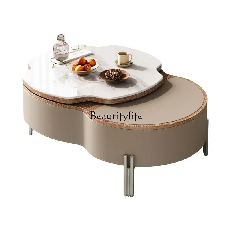 

New style Technology stone lifting coffee table small apartment high-end multi-functional coffee table ss 7304