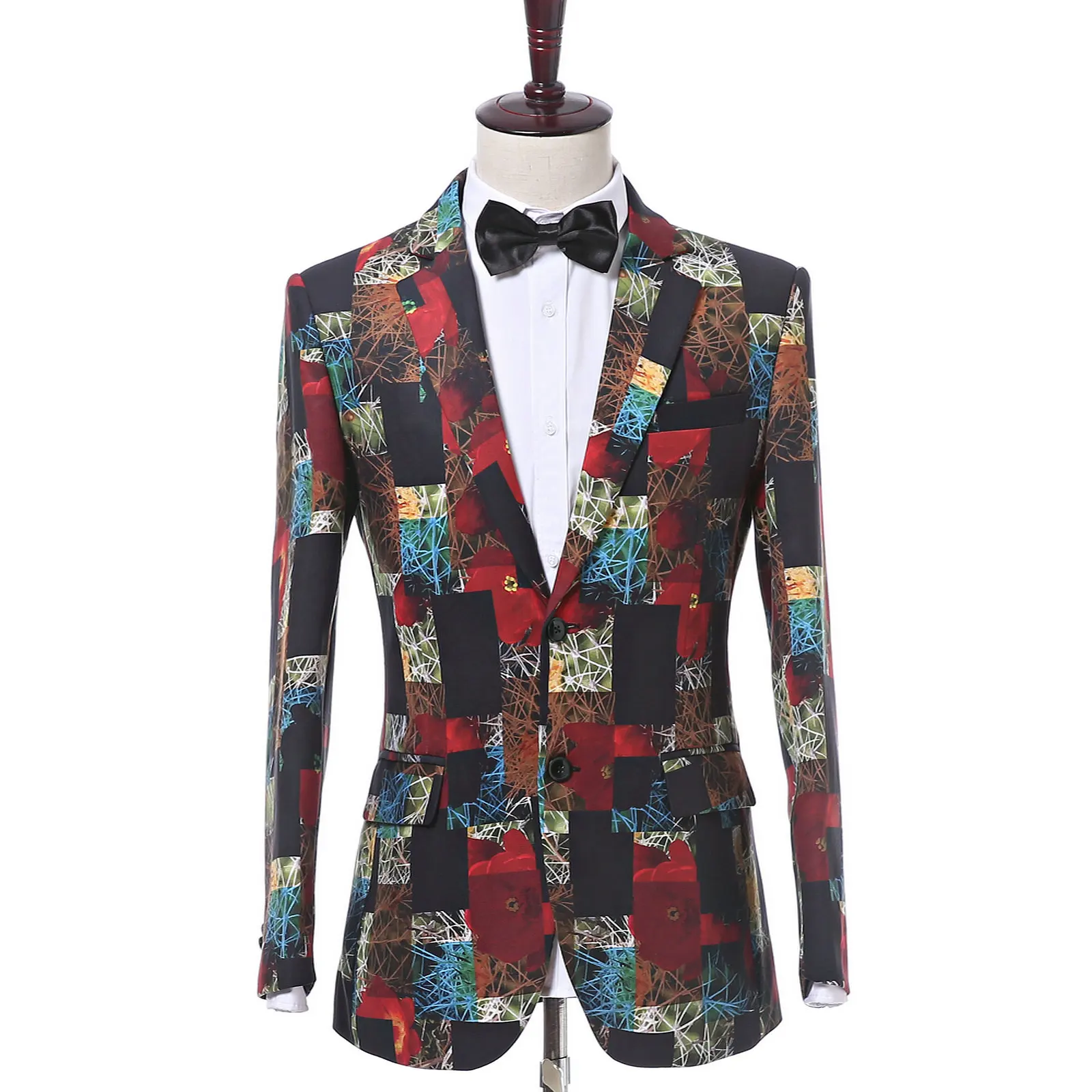 

One Piece Floral Blazer For Men Fashion Business Suit Jacket Notched Lapel Tuxedos Wedding Coat Male Prom Party Costume