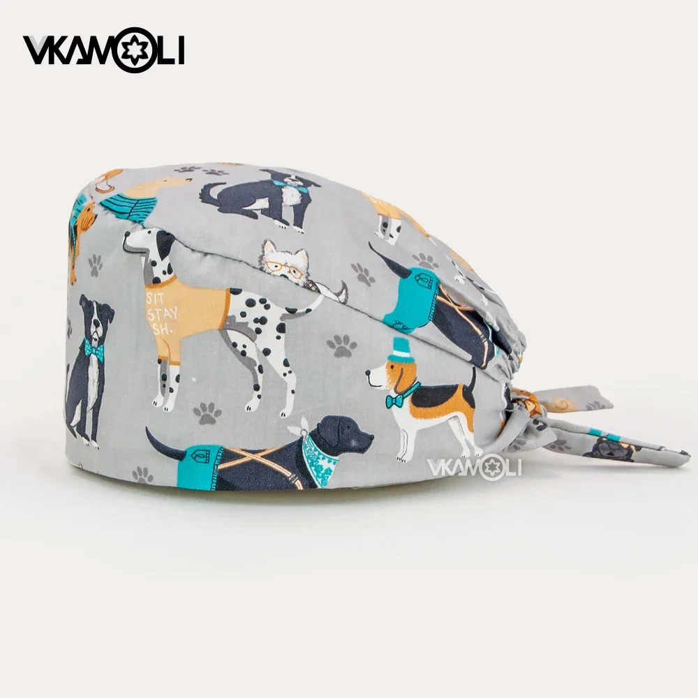 

Wholesale prices cartoon printing men's and women scrubs hats cotton High Quality Scrub Cap 24 hours delivery