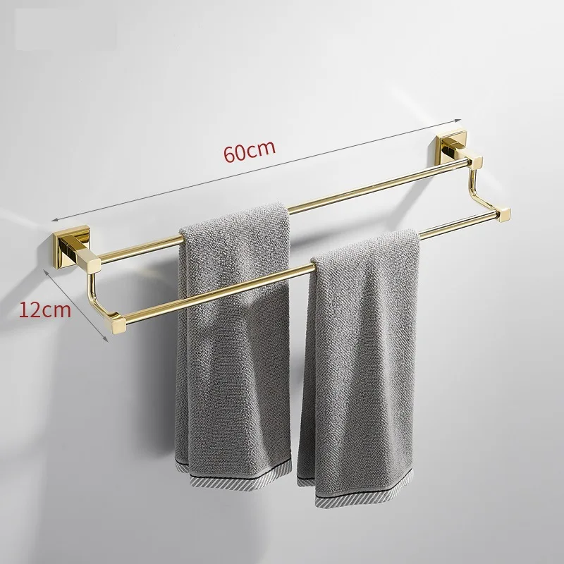 الأجهزة الصحية الذهبية منتجات إكسسوارات الحمام المربعة المصنوعة من النحاس الصلب، حامل المناشف، مجموعة حلقات المناشف البارية #5