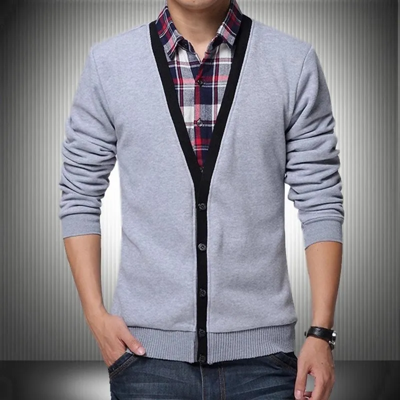 

Мужская свободная хлопковая вязаная футболка с круглым вырезом и полосатым узором, осенняя верхняя одежда, повседневный стиль