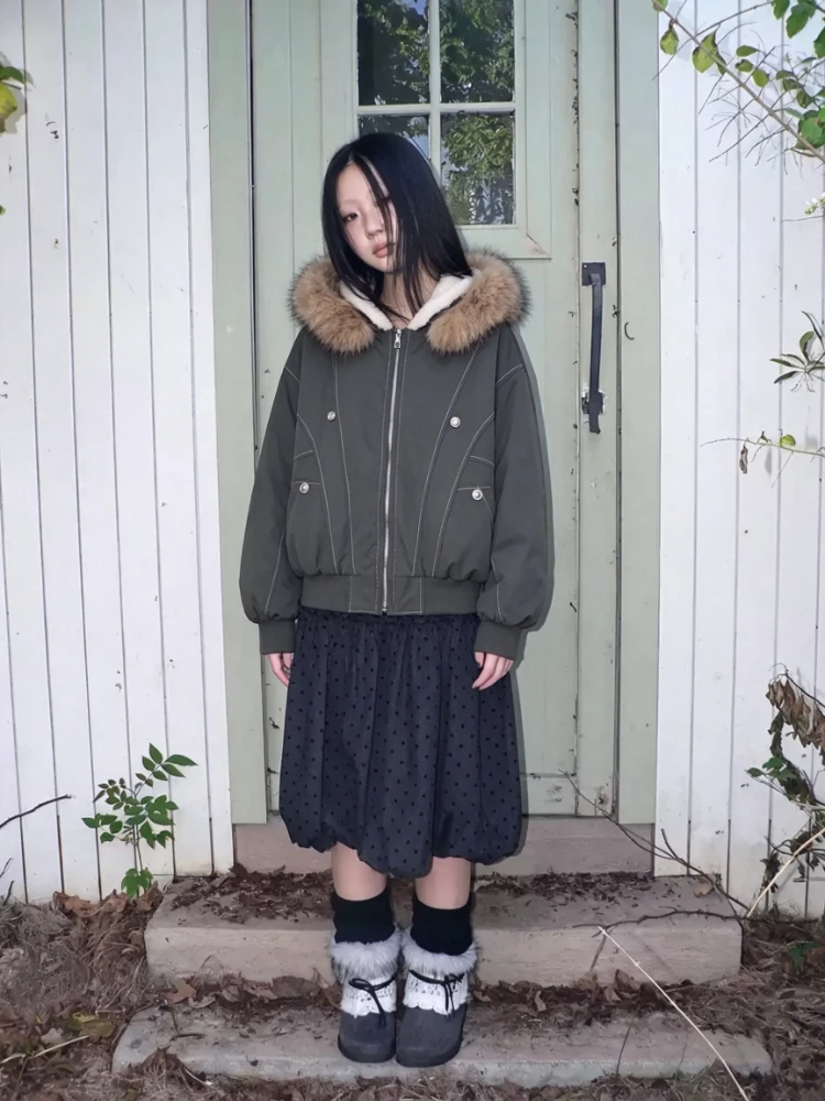 Autumn Casual Parkas Coats 2026 Winter Women Fashion Solid Full Sleeve Lace Up Loose Short Jacket Trendy Commute Pocket Outwear