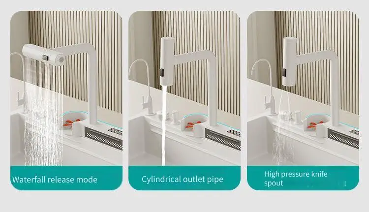 Kiten Sink Doppelter Wasserfall-Entriegelungsmodus LED-Digitalanzeige Voll funktionsfähige Konfiguration