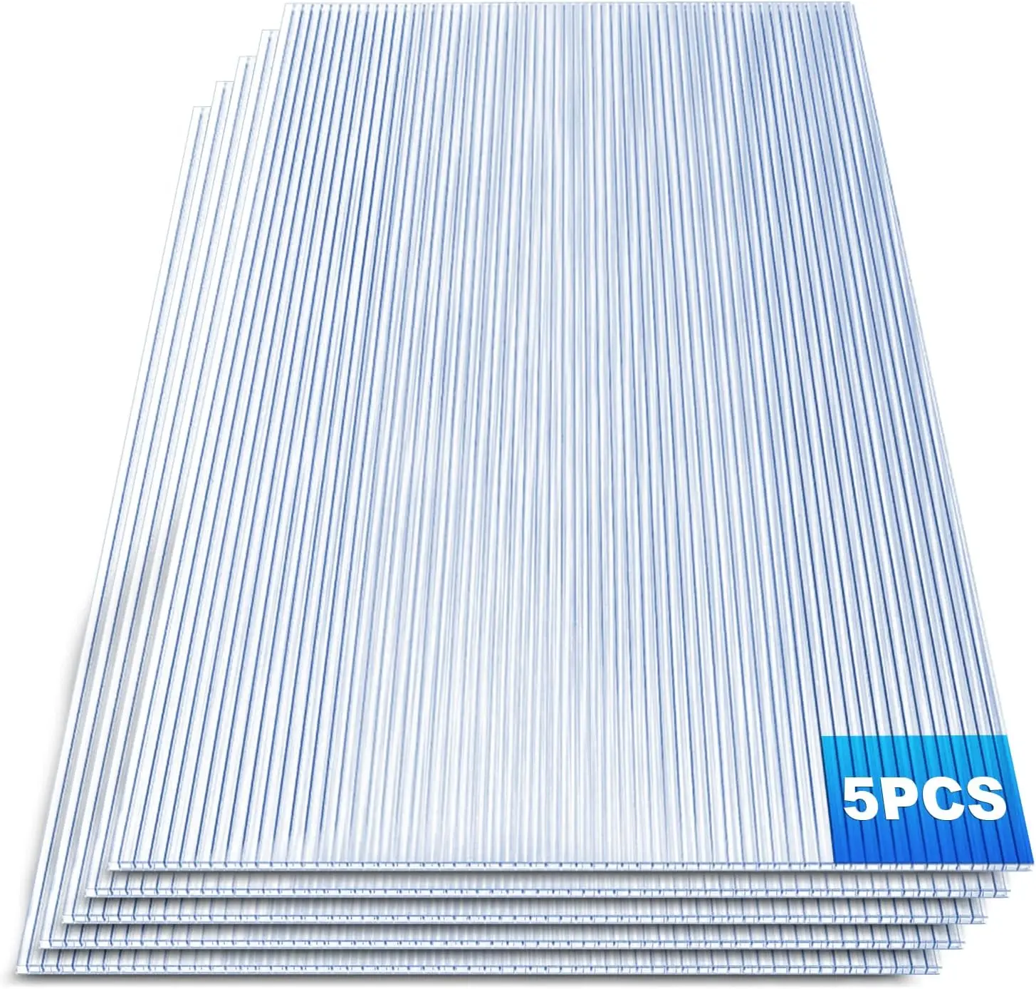 

4mm 5 Pcs Polycarbonate Panels (4' X 2' X 0.16'') Thickness Twin Wall, Clear UV and Waterproof for Greenhouse Roof