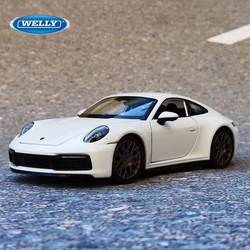 WELLY 1:24 Porsche 911 Carrera 4S Diecasts Simulator Metal Model Car Alloy Toy Car Sports Car Boys Toys Gifts