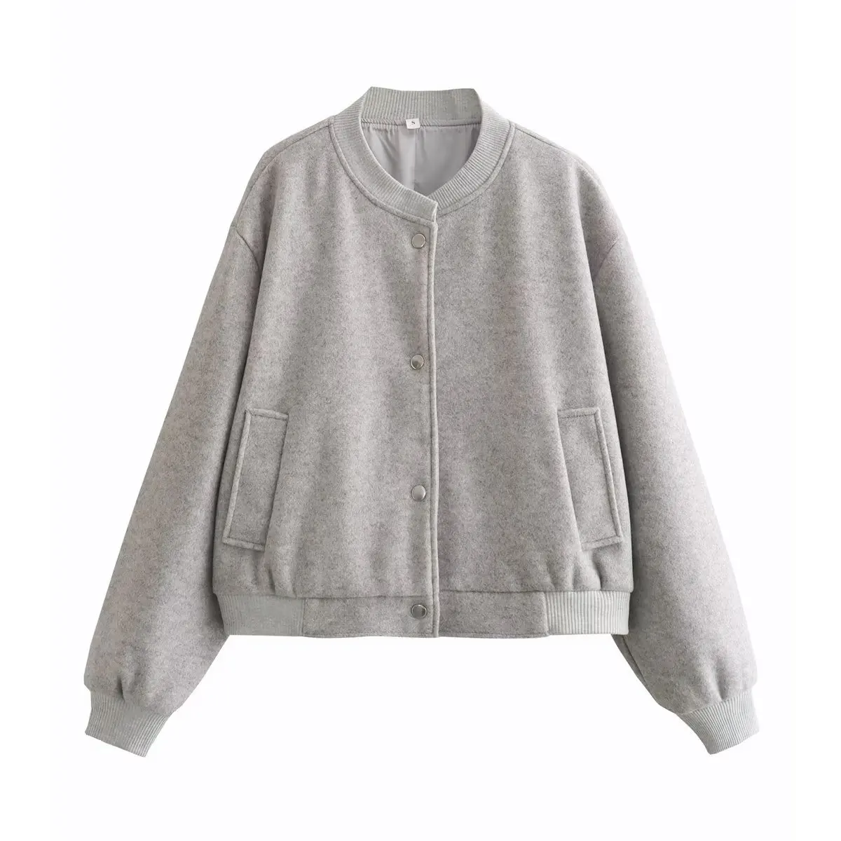 Vintage Soft Cropped Bomber Jacket Women 2024 New Autumn Winter Short Jacket Woman Fashion Long Sleeve Casual Coats Clothing