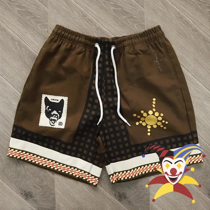 Brown Cactus Jack Wolf Shorts Men Women Best Quality Webbing Breeches