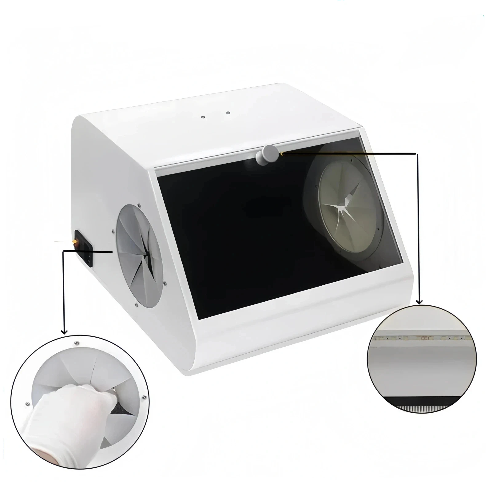 

Dental Lab Sandblasting Dust-proof Case with Shadowless LED Light Professional Dust Collector
