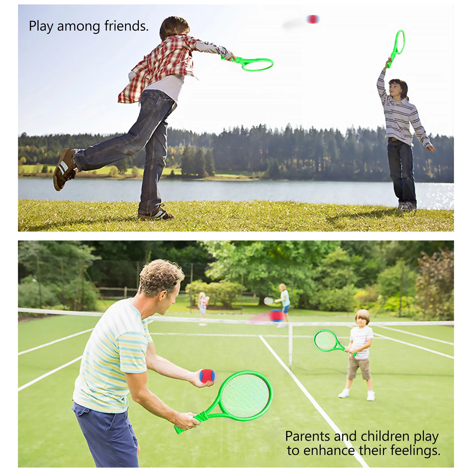 

Tennis Racket Set Beach Small s Catch Game Green Outdoor Activity Ball Child