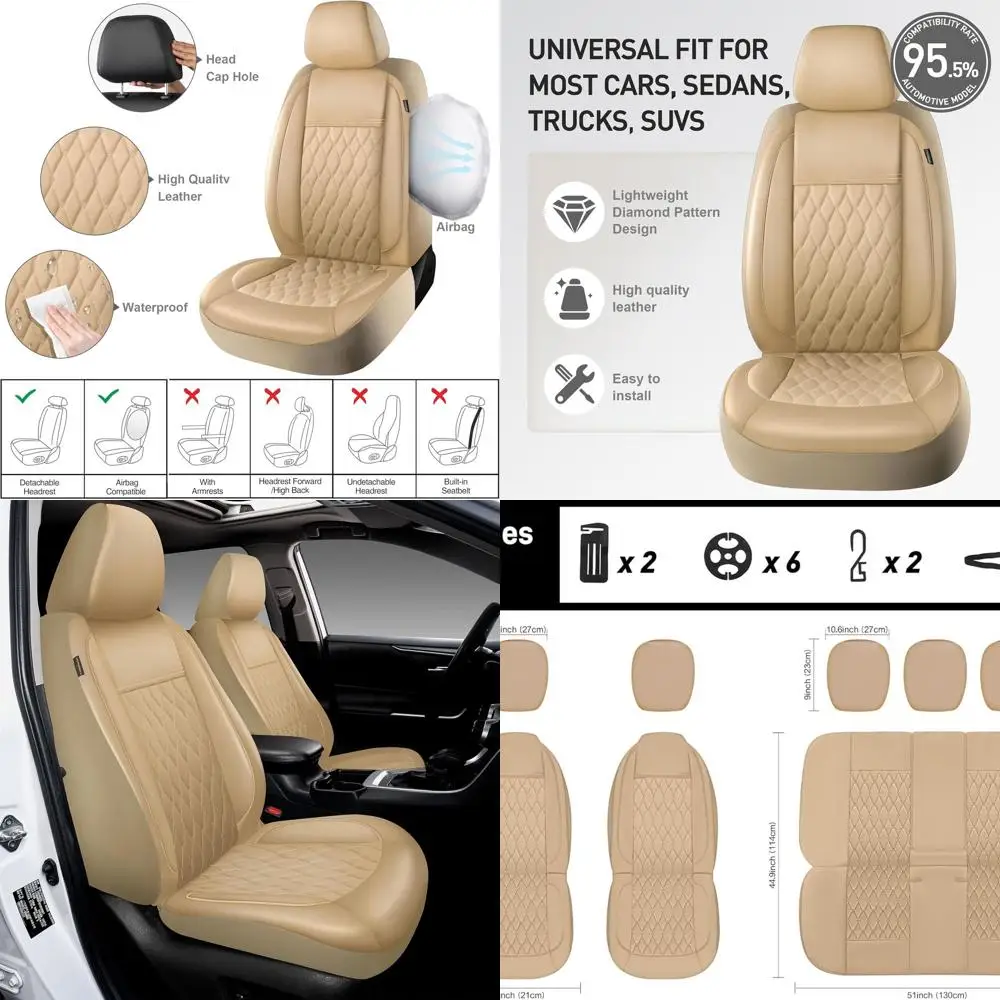 

Чехлы на автомобильные сиденья из искусственной кожи, полный комплект, роскошные и удобные чехлы для автомобилей, совместимые чехлы для салона автомобиля с разделенной скамейкой, универсальные