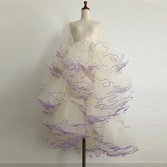 

Puffy Tiered Ruffled Tulle Maternity Dresses Sexy See Thru Ruffles Tulle Women Dress Cute White Summer Party Dressing Gown