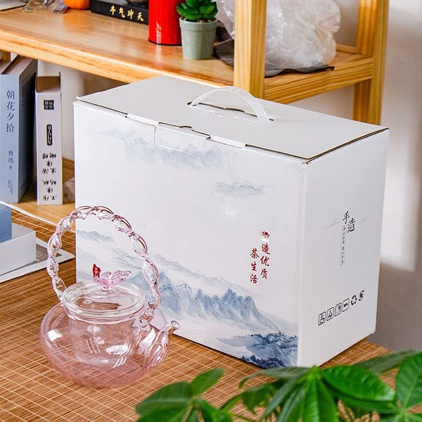 Pink Butterfly High Temperature Tea Pot, High Borosilicate Transparent Glass Beam Pot, Electric Clay Stove Tea Kettle, Tea Cup