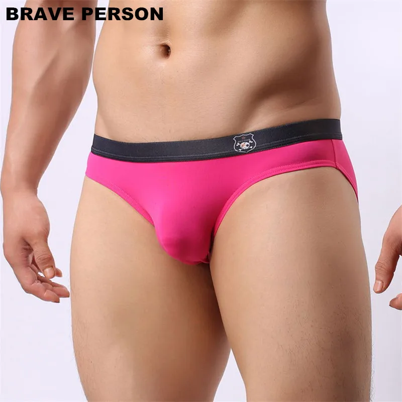 Brave Person-Calzoncillos de nailon para hombre, ropa interior Sexy con bolsa para pene, pantalones cortos sin costuras de tiro bajo, bañadores de