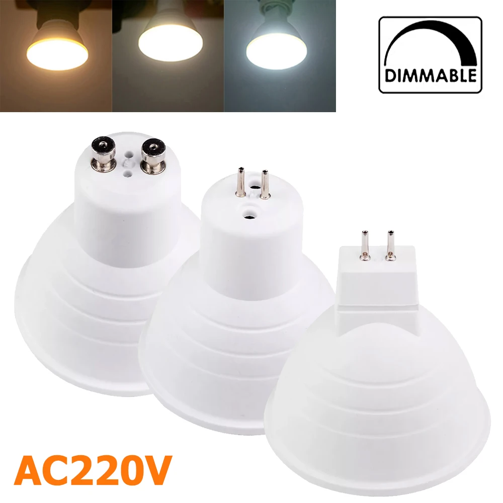 Dimmable LED Spotlight GU10 MR16 GU5.3 Energy Saving Bulbs 7W Ac220V Downlights Home Living Room Lighting Lamps For Yard
