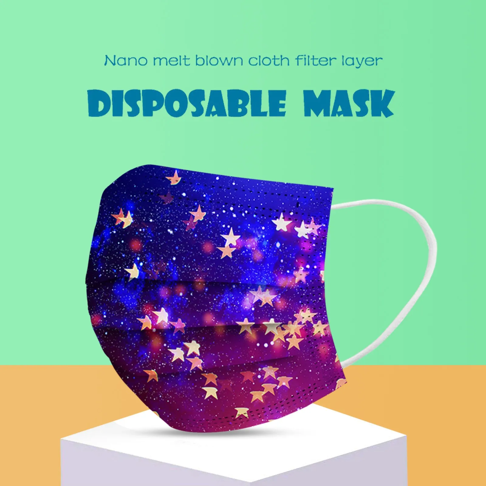 مختلط اللون 50 قطعة قناع واقٍ يومي يمكن التخلص منه قناع الكبار السماء المرصعة بالنجوم الأرجواني الحرم الجامعي خارج التسوق التنقل الحماية اليومية #4