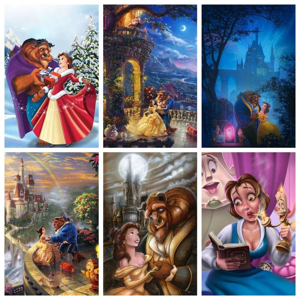 Disney 5D DIY Diamond Painting Cross Stitch Set Beauty and Beast Hand Gift Girl Room Children's Home Wall Art Decoration