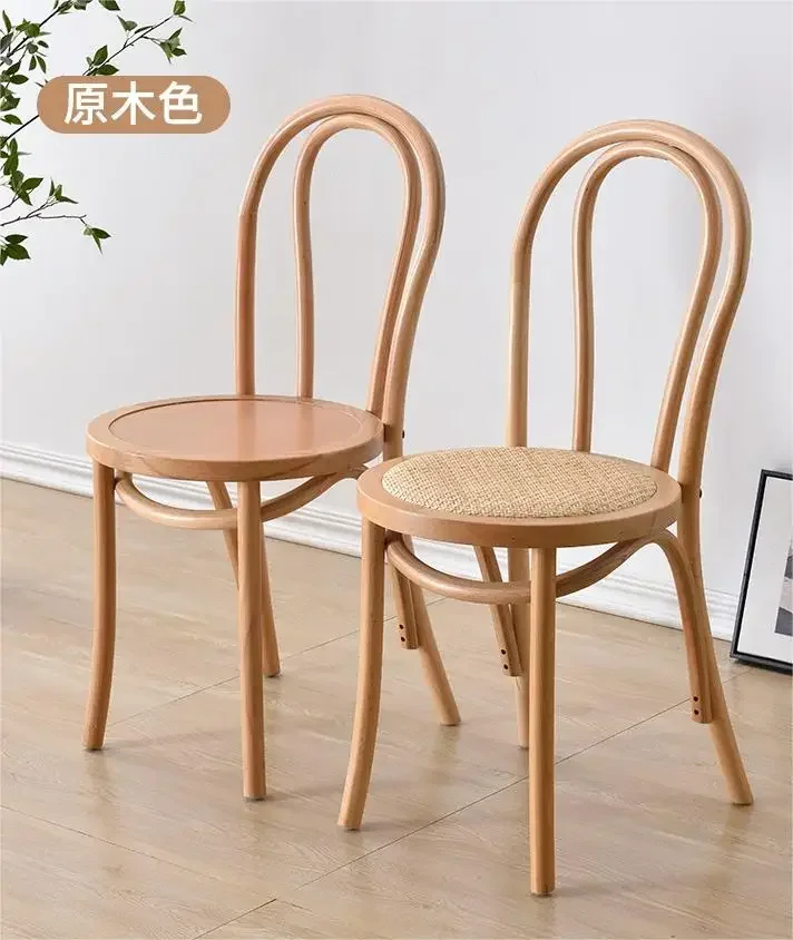 Dining Chairs Vintage Solid Wood Chairs Household Braided Back Chairs Dining Room Study Furniture