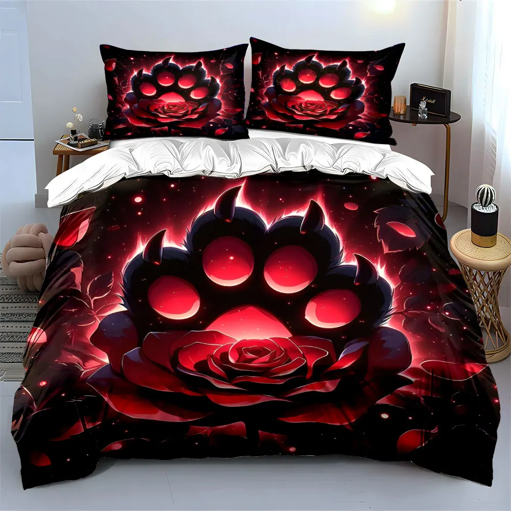 Rose and Claw-shaped Starlight Bedding Set for Kids Luxury Gift 3pcs Digital Print Comforter Set Soft Comfortable Breathable