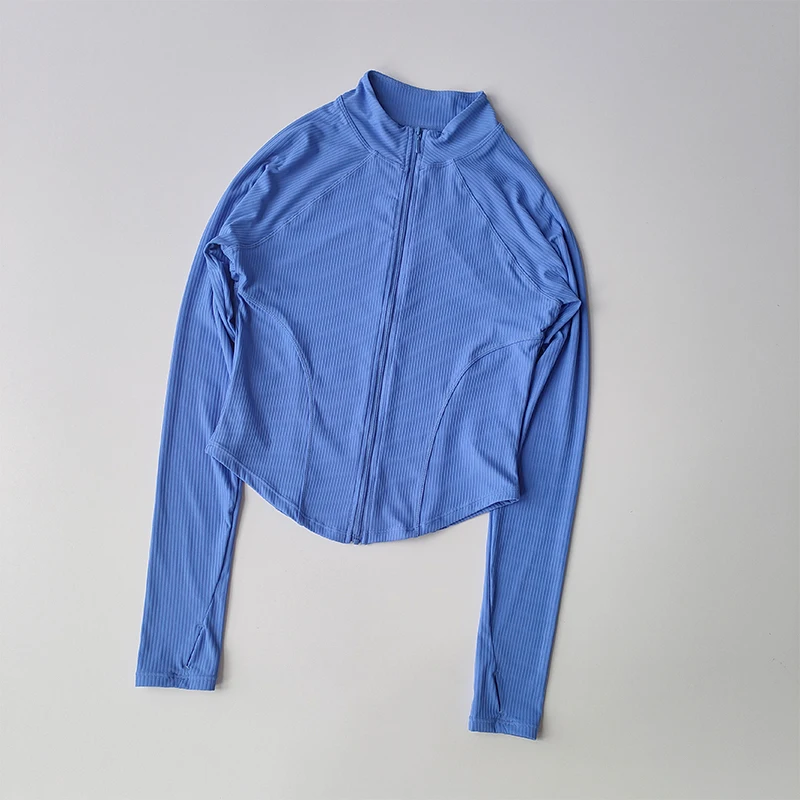 Schmal geschnittene Sportjacke, schnell trocknend, elastisch, für Yoga, Fitness, Damen-Outdoor-Oberteile, Laufjacke mit Reißverschluss, schnelltrocknende Herbstkleidung – Detail 5