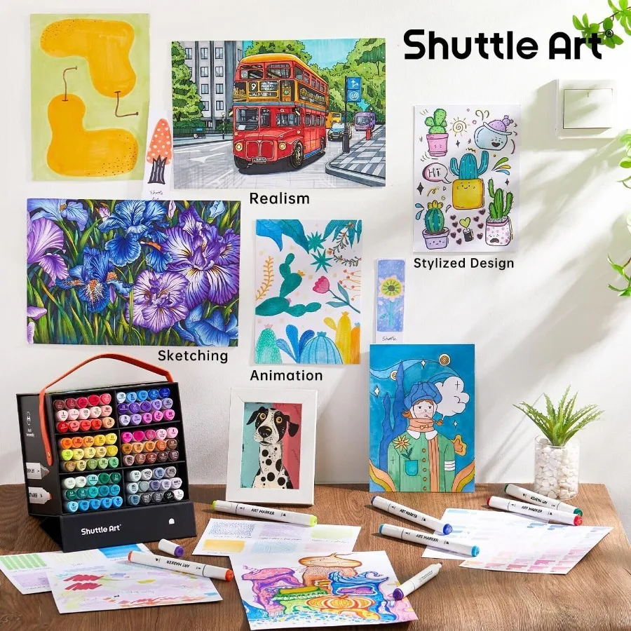 المكوك الفن 89 لون علامات الكحول 88 لون المزدوج تلميح أقلام تلوين مجموعة زائد 1 خلاط عديم اللون مع علبة علامة مثالية ل I #6