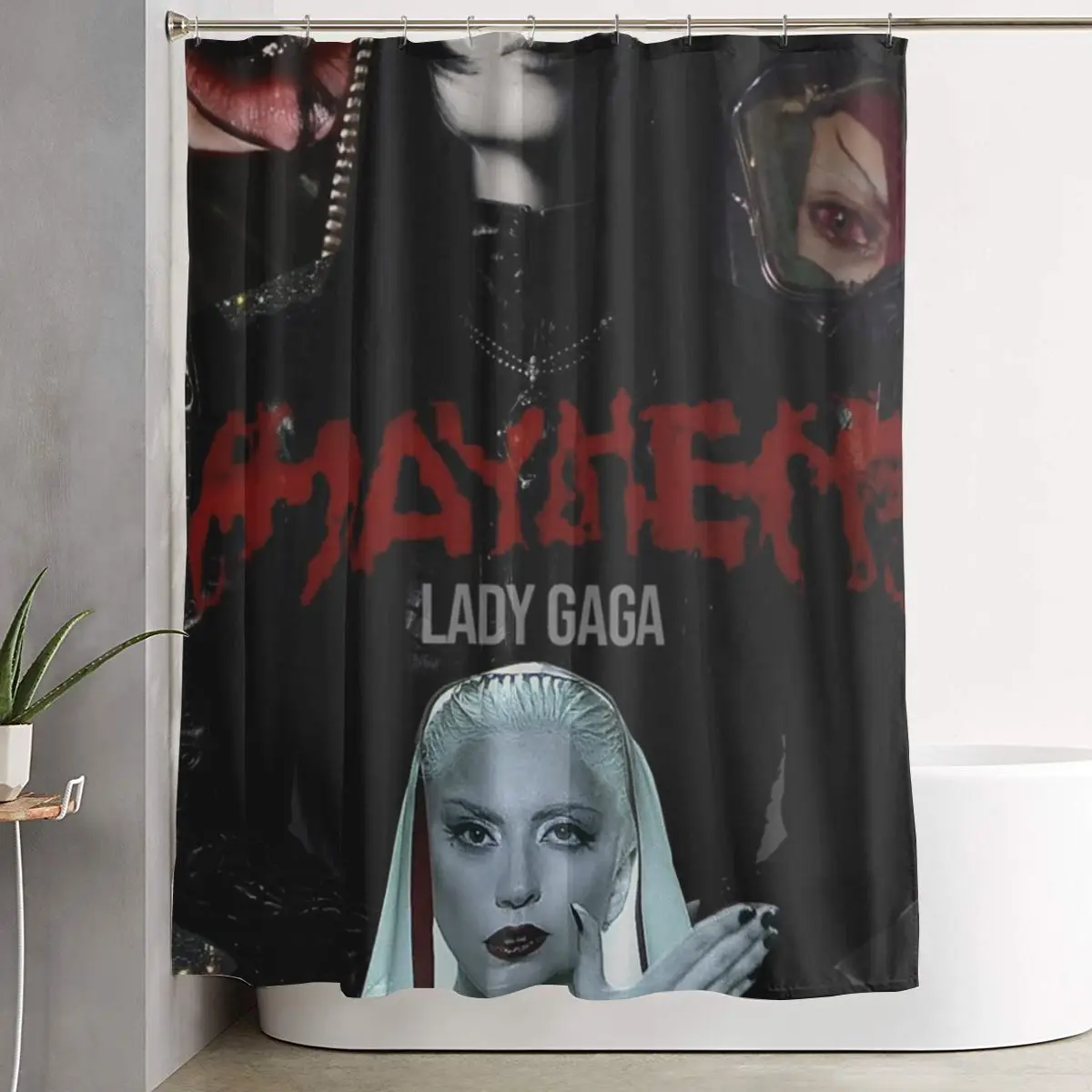

Lady Gaga Mayhem Album Shower Curtain Bathroom Polyester Waterproof Bath Curtains with Hooks
